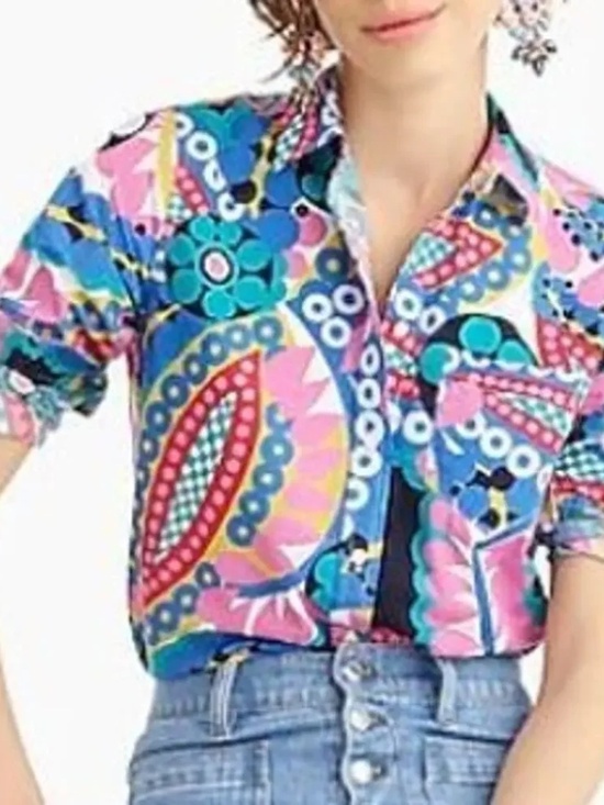 J. Crew Tops - J. Crew Womens Ratti Kaleidoscope Shirt - size 8